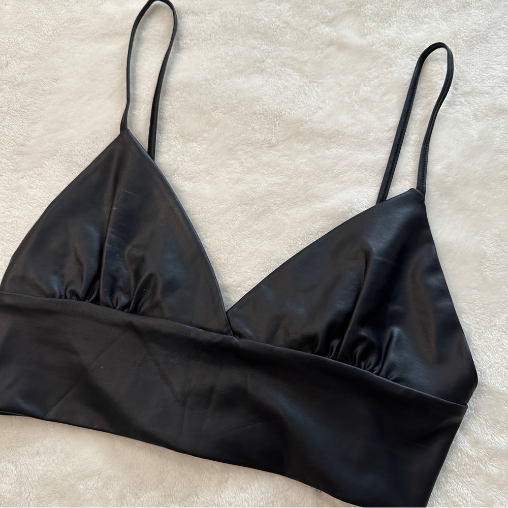 StyleAngeles - Black Pleather Crop Top